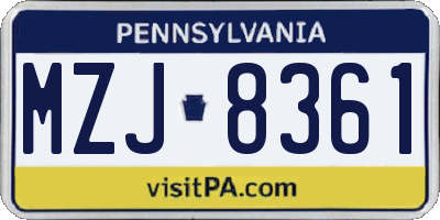 PA license plate MZJ8361