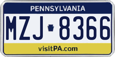 PA license plate MZJ8366