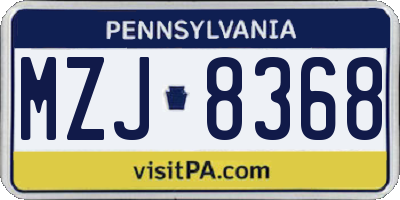 PA license plate MZJ8368