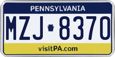 PA license plate MZJ8370