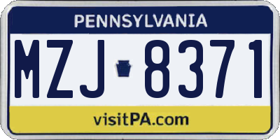 PA license plate MZJ8371