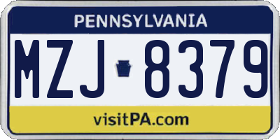 PA license plate MZJ8379