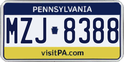 PA license plate MZJ8388