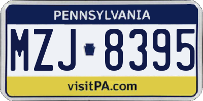 PA license plate MZJ8395