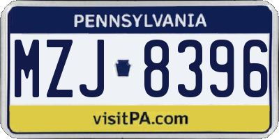 PA license plate MZJ8396