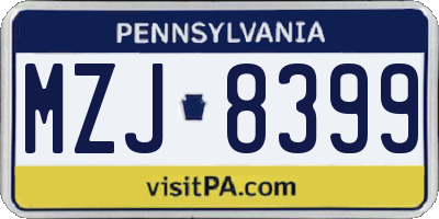 PA license plate MZJ8399