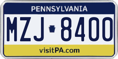 PA license plate MZJ8400