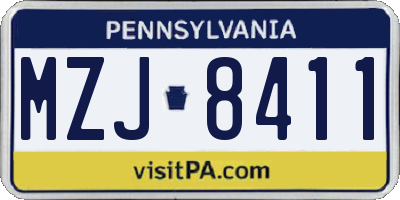 PA license plate MZJ8411