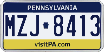 PA license plate MZJ8413