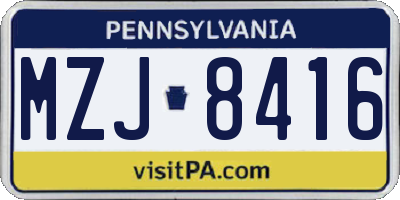 PA license plate MZJ8416
