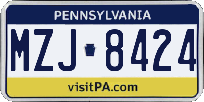 PA license plate MZJ8424