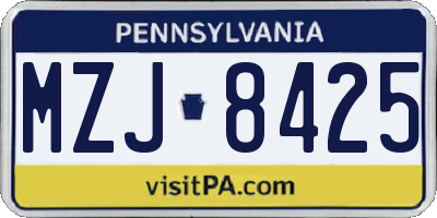 PA license plate MZJ8425