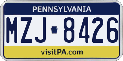 PA license plate MZJ8426