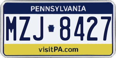 PA license plate MZJ8427