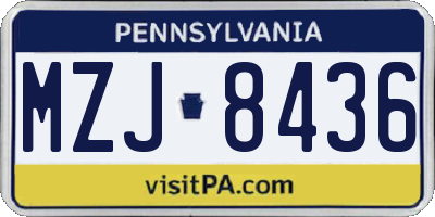 PA license plate MZJ8436
