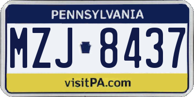 PA license plate MZJ8437