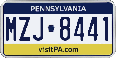 PA license plate MZJ8441