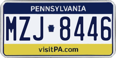 PA license plate MZJ8446