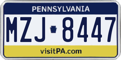 PA license plate MZJ8447