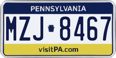 PA license plate MZJ8467