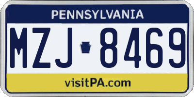 PA license plate MZJ8469