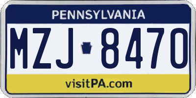 PA license plate MZJ8470