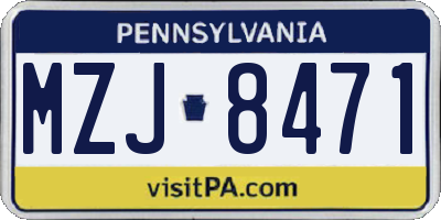 PA license plate MZJ8471