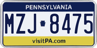 PA license plate MZJ8475