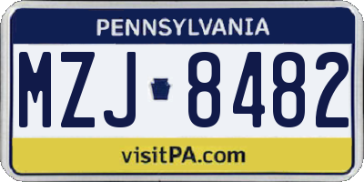 PA license plate MZJ8482