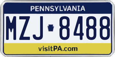 PA license plate MZJ8488