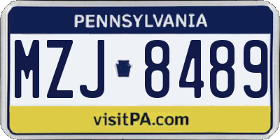 PA license plate MZJ8489