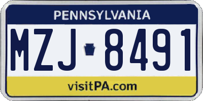 PA license plate MZJ8491