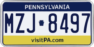 PA license plate MZJ8497