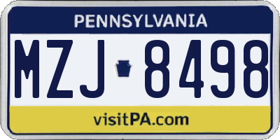PA license plate MZJ8498