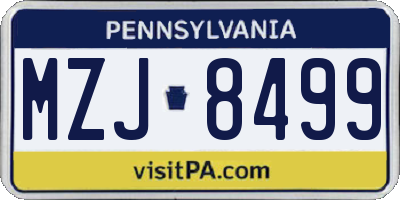 PA license plate MZJ8499