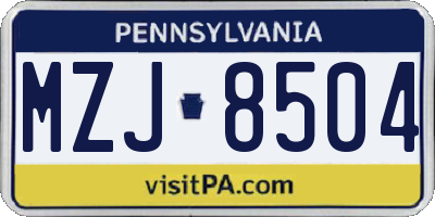 PA license plate MZJ8504
