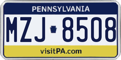 PA license plate MZJ8508