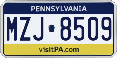PA license plate MZJ8509