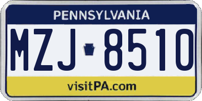 PA license plate MZJ8510