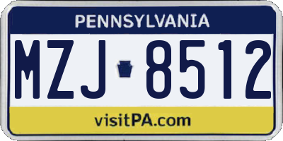 PA license plate MZJ8512