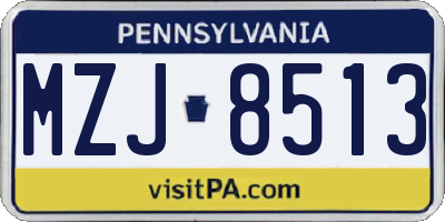 PA license plate MZJ8513