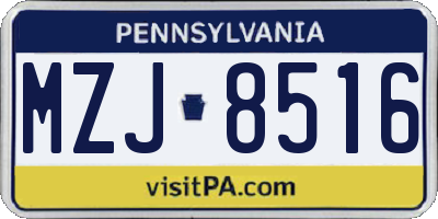 PA license plate MZJ8516
