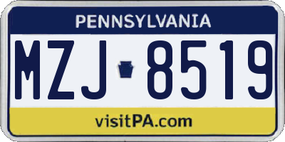 PA license plate MZJ8519