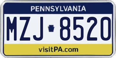 PA license plate MZJ8520
