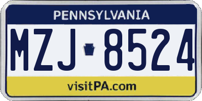 PA license plate MZJ8524