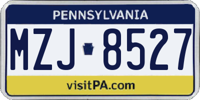 PA license plate MZJ8527