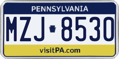 PA license plate MZJ8530