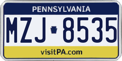 PA license plate MZJ8535
