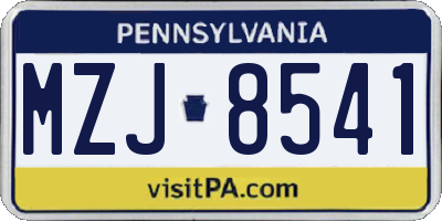 PA license plate MZJ8541