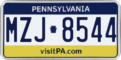 PA license plate MZJ8544